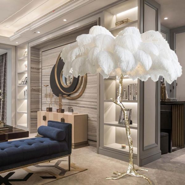 

modern ostrich feather led floor lamps lustre living room bedroom indoor lighting lights home decor standing lamp