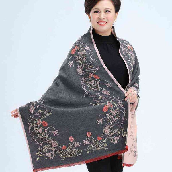 

scarves imitation cashmere scarf female autumn and winter 2022 style three-dimensional flower bib jacquard casual warm shawl, Blue;gray