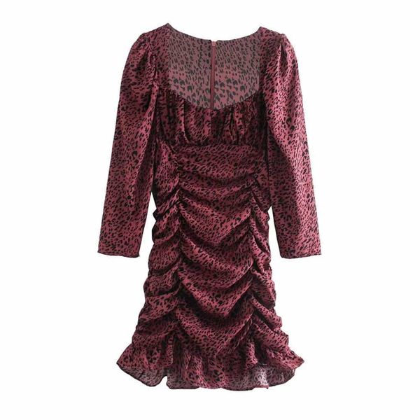 

women dress faux jewelry button square-neck long sleeves mini dress ruffled hem elegant casual vestidos femme robe 210709, Black;gray