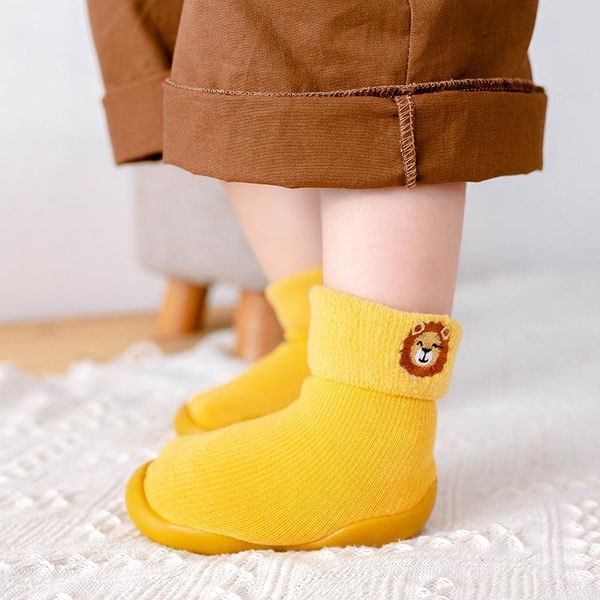

winter products children's sock shoes , lamb wool snow socks baby embroidery toddler first walkers