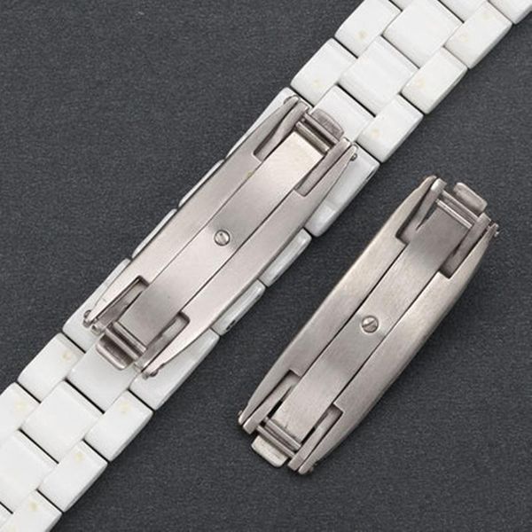 

watch bands merjust 7mm 9mm accessories for j12 clasp ceramic strap butterfly buckle steel folding men women, Black;brown