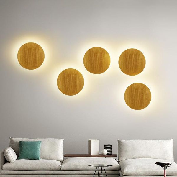 

wall lamp personalized solid wood round oval bedroom living room corridor aisle background sconce stairs lighting