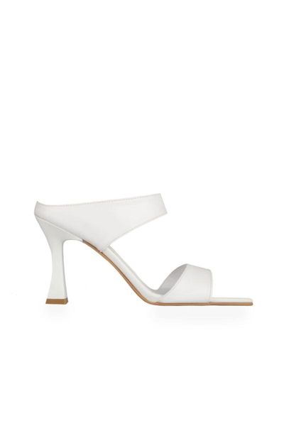

slippers nicole matte heeled white, Black