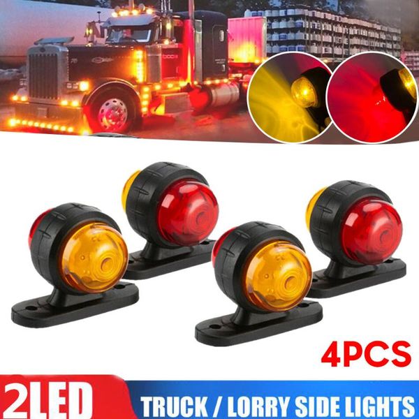 

working light outline side marker lights 4x red 2led lamp trailer 12v/24v
