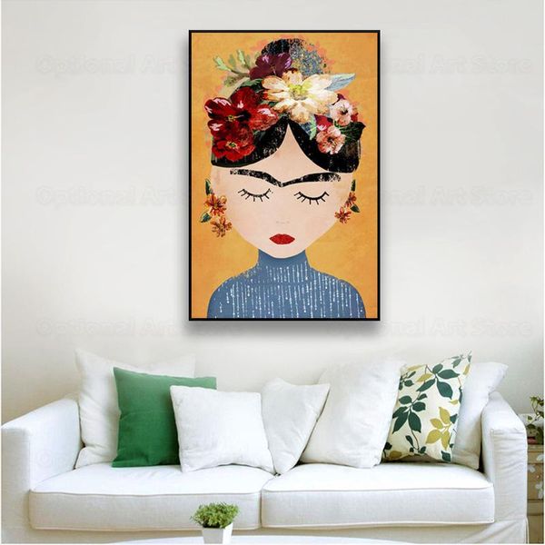 

canvas printed pictures wall art nordic paintings watercolor creative women home decoration module poster living room frame