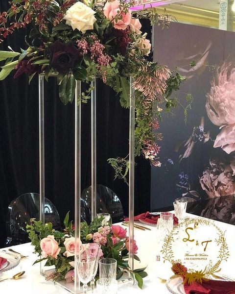 

party decoration wholesale acrylic flower vase clear table centerpiece marriage luxury floral stand columns for wedding
