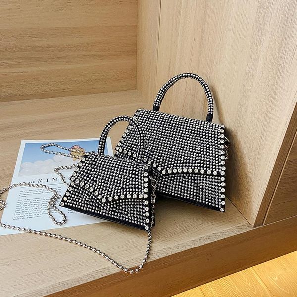 

evening bags lady fashion bright diamond small bag crystals single shoulder net mini chain square flap crossbody