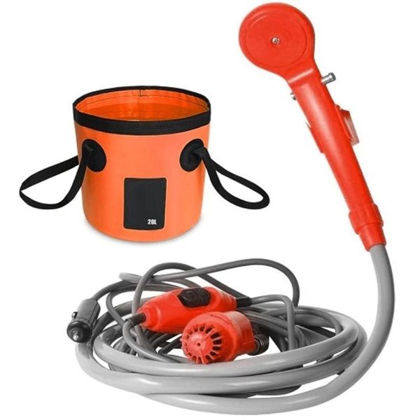 

car shower high pressure power washer electric pump for outdoor camping travel pet portable 12v dc bags
