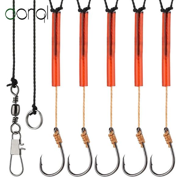 3/5/10 pcs String Pesca Ganchos de Aço Inoxidável Isca Único Gancho Combinação 5 Pequenas Swivel Tackle Fishhooks