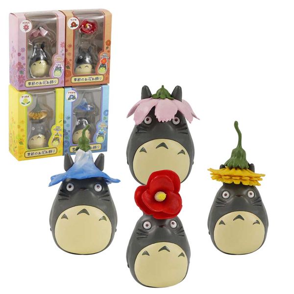 

4pcs/set studio ghibli my neighbor totoro action figure toy miyazaki hayao flower totoro gardening home model doll gifts