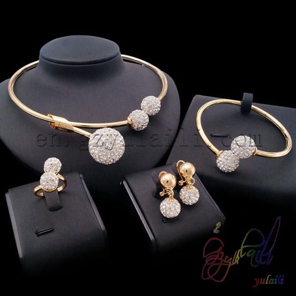 

earrings & necklace yulaili vintage rhinestone bracelet ring jewelry set for women wedding party wholesale prices, Silver