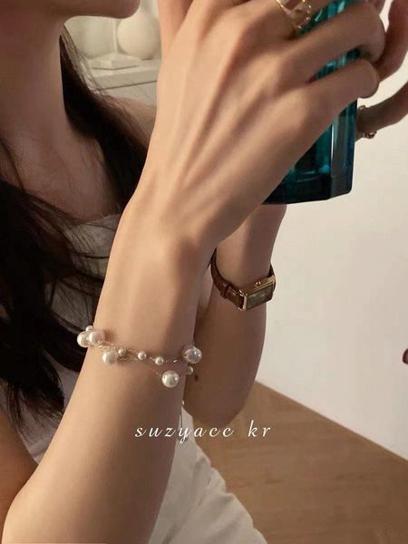 

chains kamilia 2021 super flash pearl necklace ins niche high-end cold wind clavicle chain jewelry, Silver