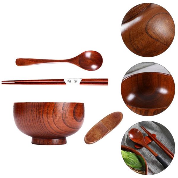 

bowls 1 set tableware ramen bowl chopstick rest spoon chopsticks (assorted color)