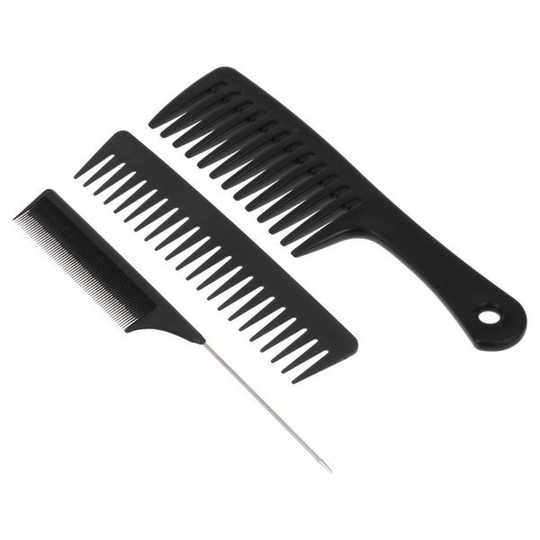 

hair brushes 3pcs styling comb wide-tooth detangling shower set for home, Silver