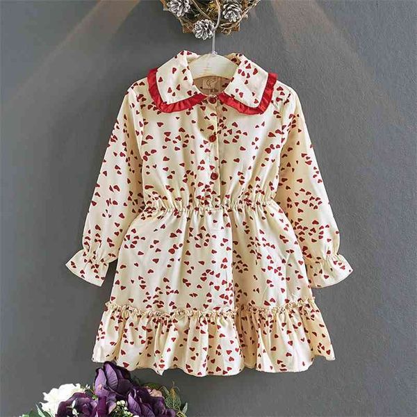 

arrivals winter girls dress casual cotton long sleeve print floral ruffles cute vestidos 2-7t 210629, Red;yellow