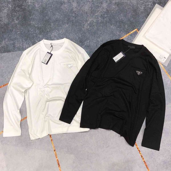 

brand t shirt polos pure original p home inverted triangle metal stard long sleeve t- bottom men's women's same lover's, White