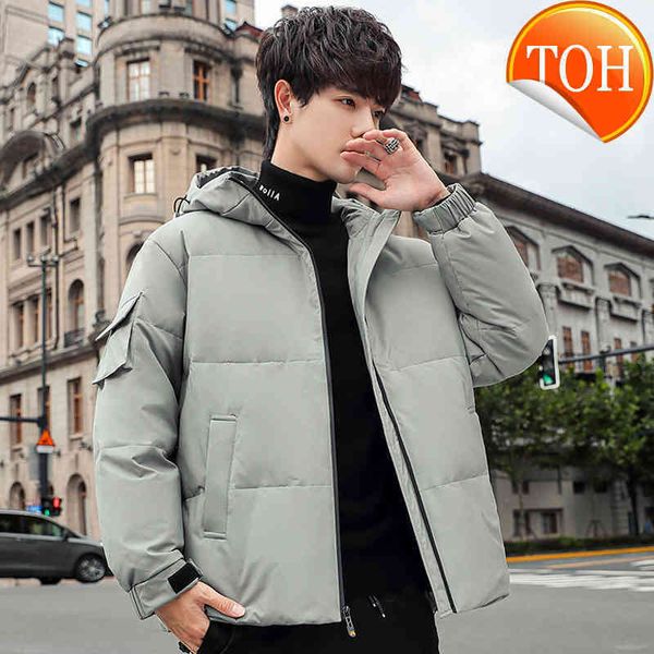 

down parka men winter coat short 2021 new thickened hooded jacket oversize 3xlwarm youth white duck casual outwear clothing, Black