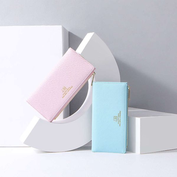 

2021 popularcrisscross lady's purse zipper long mobile phone two fold wallet perfect for you