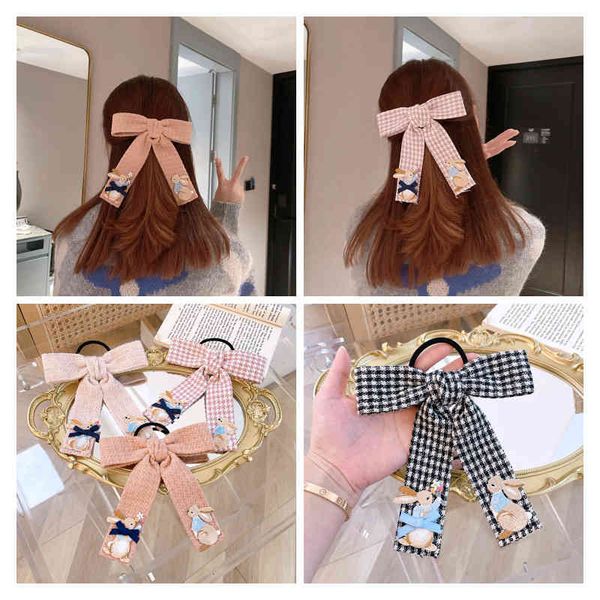 

barrettes hairpin korean jewelry ~ wind vitality girl temperament thousand bird lattice bow knot lovely rabbit hair rope, Golden;silver