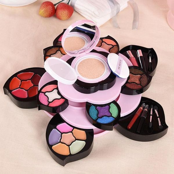 

rotating large flower multifunctional makeup palette eyeshadow lipstick concealer plate beginner kit gift set1