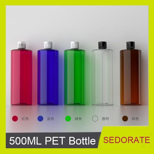 Bottiglie di stoccaggio Vasetti Sedorate 20 Pz / lotto 500 ML Bottiglia di ricarica in PET vuota per cosmetici Contenitore per shampoo Contenitore in plastica Falp Coperchio trasparente JX035