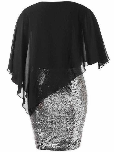 

dresses sequin chiffon casual shawl drs in summer, Black;gray