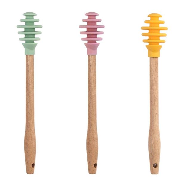 

spoons 1 set 3 pcs silicone honey dippers sticks stirrings (assorted color)