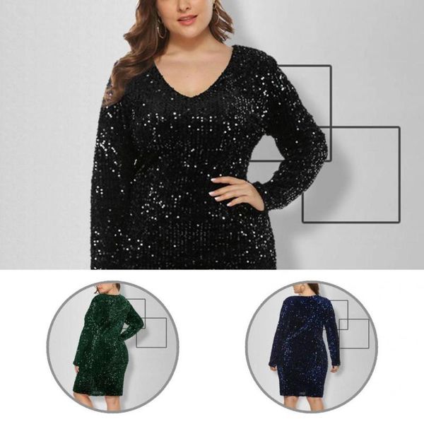 

casual dresses slim women sequined solid color dress for banquet, Black;gray