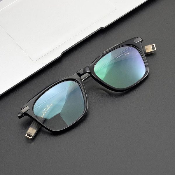 

fashion sunglasses frames grade quality titanium acetate reading glasses frame men women square optical eyeglasses myopia prescription e, Black