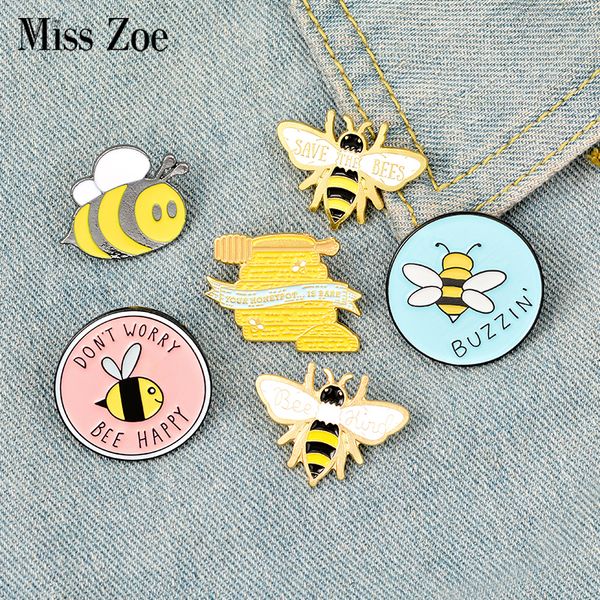 

bee enamel pin custom homophonic be kind save bee brooches bag clothes lapel pin pink blue round badge honey bee jewelry giftdio chan contac, Gray
