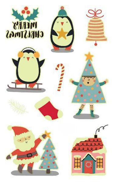 

temporary tattoos waterproof tattoo sticker luminous fake tatoo christmas day santa claus tree penguin flash glowing in dark cartoon kid