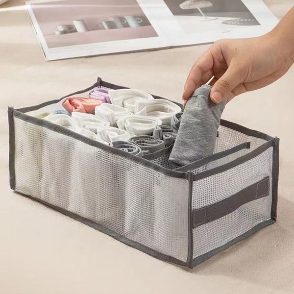 

clothing & wardrobe storage 6/9 grids mesh transparent compartment stacking jeans pants clothes drawer closet separation box