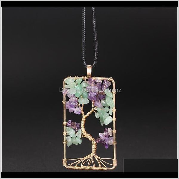 

rock loose beads jewelry natural quartz stones pendants of life necklaces women men crystal choker mticolor wisdom tree necklace jewe qyliwt, Black