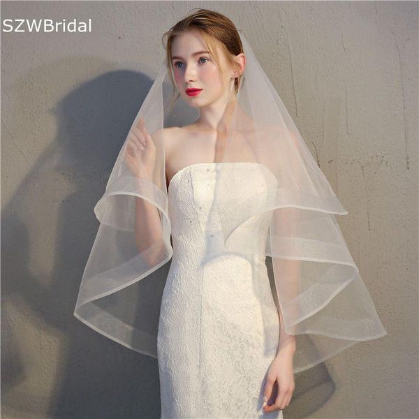 

bridal veils arrival white ivory two layers ribbon edge wedding simple short women weeding with comb, Black