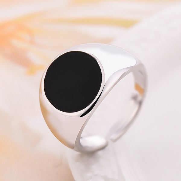 

creative fashion simple hand ring opening black oil jewelry, Slivery;golden