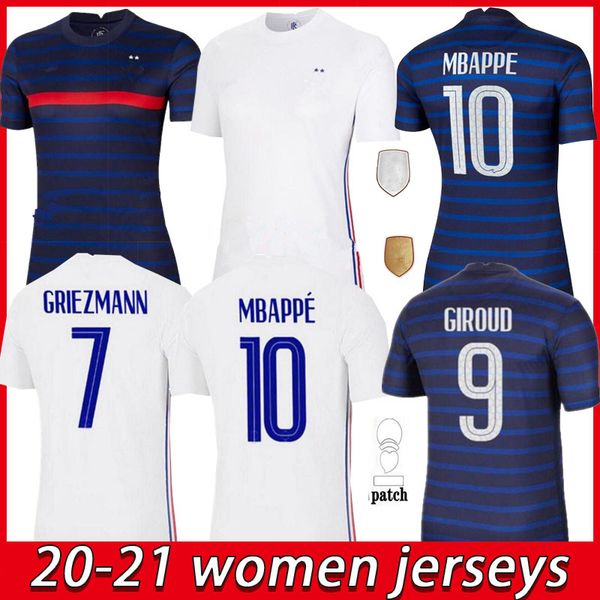 

women soccer jersey 2021 france maillots football maillot equipe de french 20 21 benzema mbappe griezmann kante pogba, Black;yellow