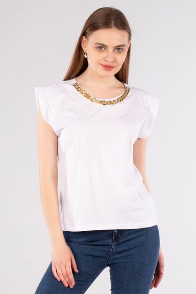 

women's t-shirt barrels and oil women 's shoulder pads necklace, White