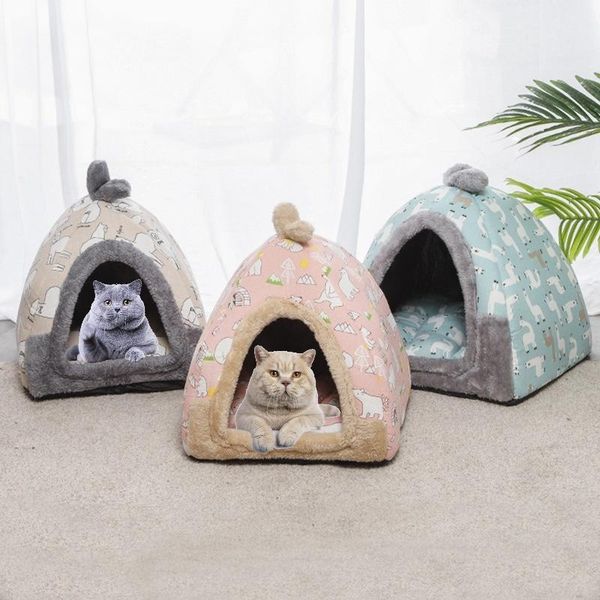 

cat bed cave casa warming kitten house fluffy cushion soft warm cozy sleeping mat winter accessories beds & furniture