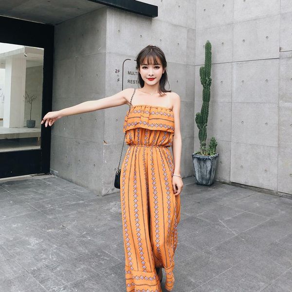 

women's jumpsuits & rompers mumuzi 2021 women super comfy floral print jumpsuit fashion trend chiffon loose piece trousers sleeveless s, Black;white