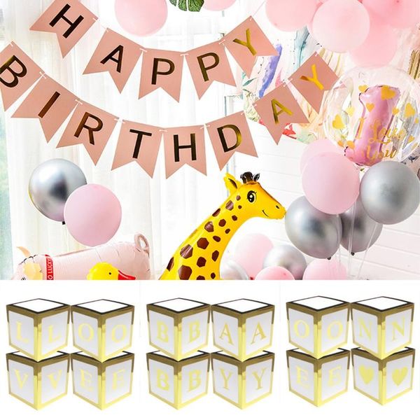 

gift wrap 4pcs box set baby love block wedding decorations balloon case birthday party diy shower boxes packing