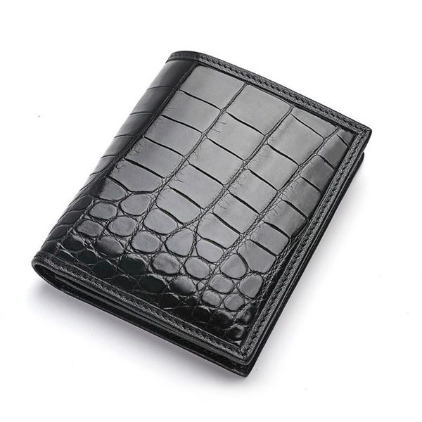 

wallets man's wallet real alligator short brown dinero bolsa hombre designer leather fashion card pocket bag carteira masculina, Red;black