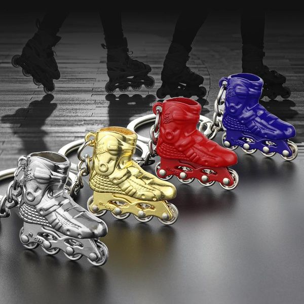 

keychains cute mini roller skates key chains single row skating keychain keyring bag holder pendant personality trinket accessories, Silver