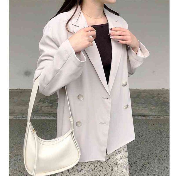 

women's suits & blazers spring elegant women suit jacket turn down collar long sleeve double breast woman blazer work style ol sol, White;black