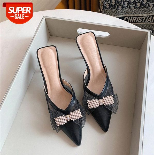 

first layer cowhide high-heeled half slippers for women #wq5p, Black