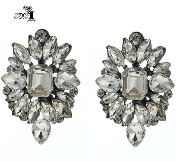 

yayi jewelry white glass rhinestone dangle crystal earring women's fashion ancient silver color gem earrings gift 1191 & chandelier