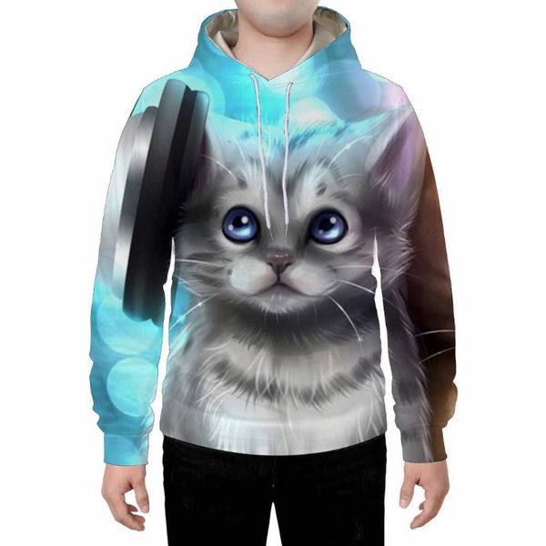 

men's hoodies & sweatshirts 2021 fashion sweater cute cat 3d print spring and autumn long sleeve leisure sports hoodie top, Black