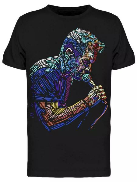 

The Singer Man Tee Men's -Image by Shutterstock Men's T-shirt, White;black