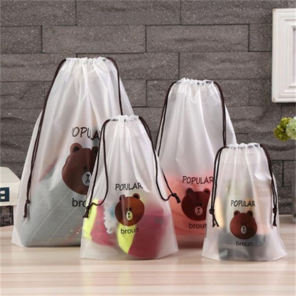 

storage bags transparent waterproof travel cosmetic bag frosted beam underwear socks drawstring wash beauty set