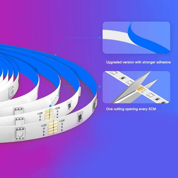 

12v led light strip with infrared control rgb epoxy waterproof smart discoloration lights outdoor deocr _wk strips