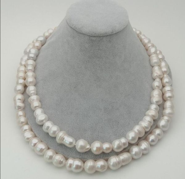 

beautiful cultured white twins pearl long necklace 48'' chains, Silver